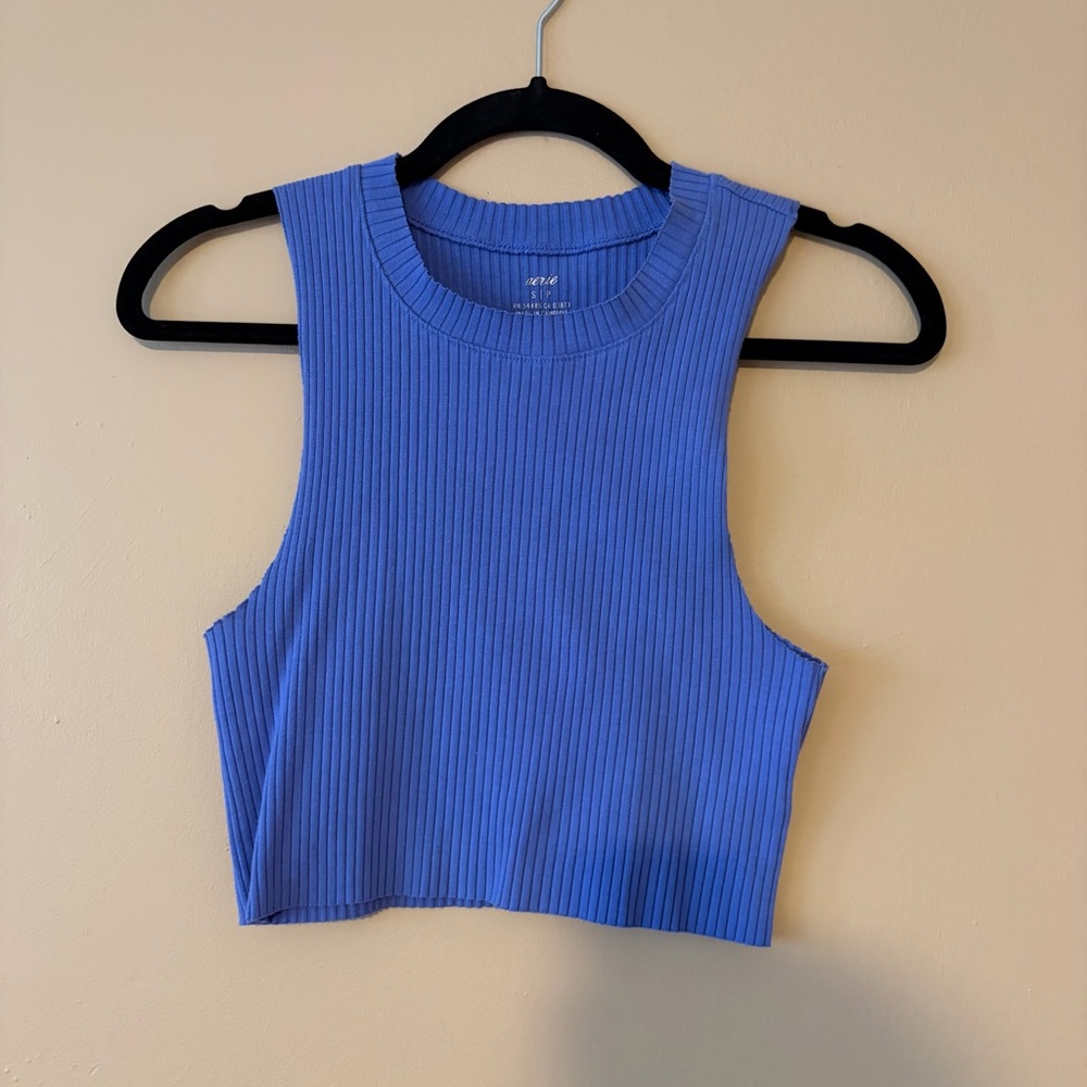 Aerie Vibrant Blue Ribbed Crop Top